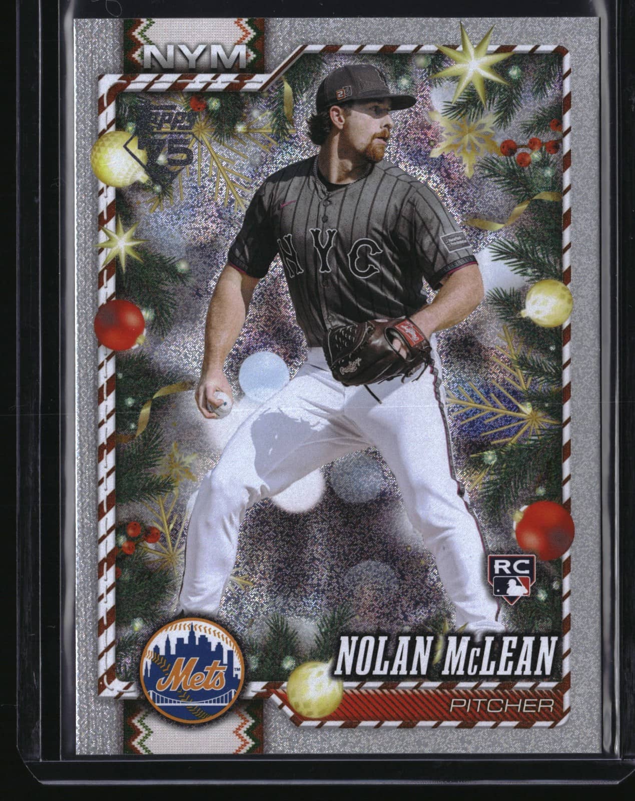 Nolan McLean 2026 Topps Holiday #H121 Glitter RC Mets Baseball Card, photo 1